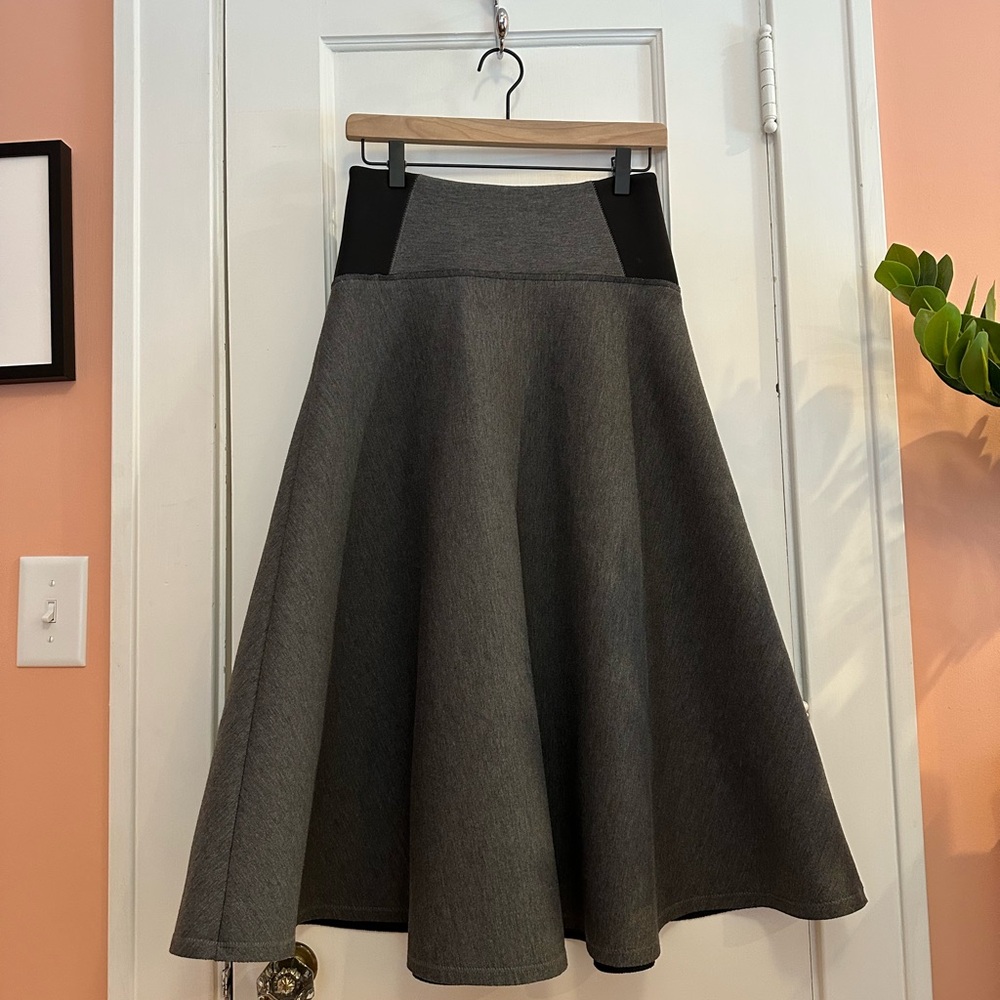 RACHEL Rachel Roy Gray and Black A-Line Skirt